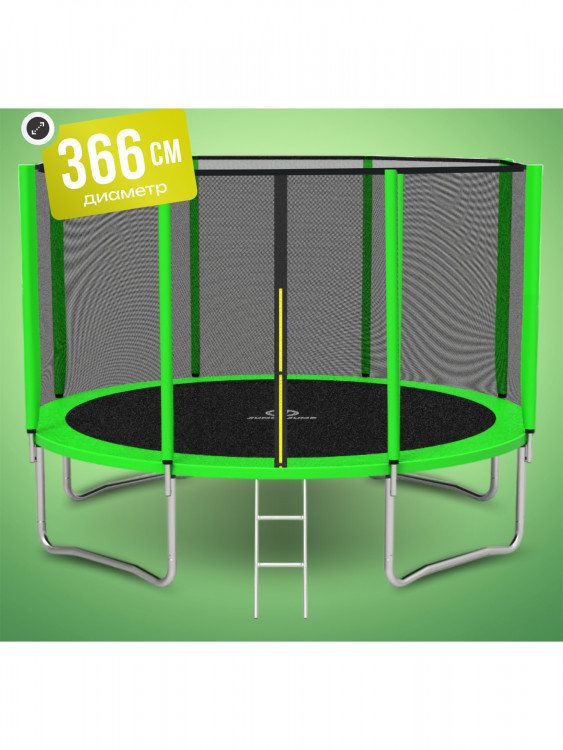 Батут детский каркасный JUMPY JUMP с защитной сеткой диаметр 366 см цвет зеленый