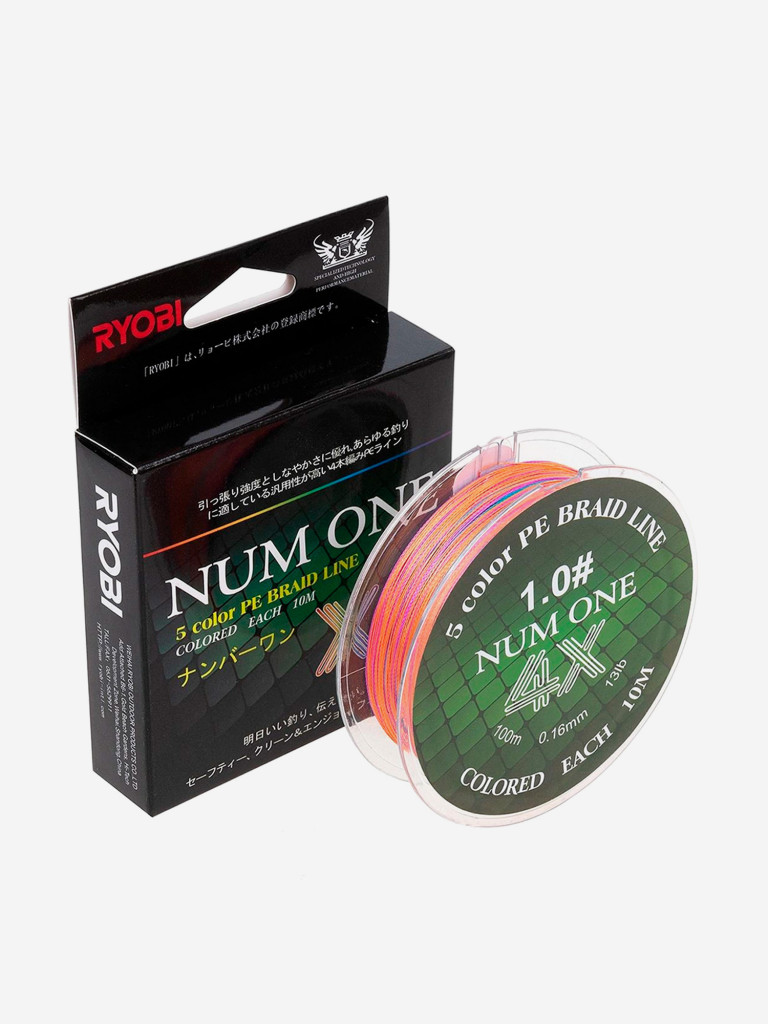 Шнур плетеный для рыбалки Ryobi NUM ONE PE4X, 100м, 0,165мм, 6кг, мультиколор