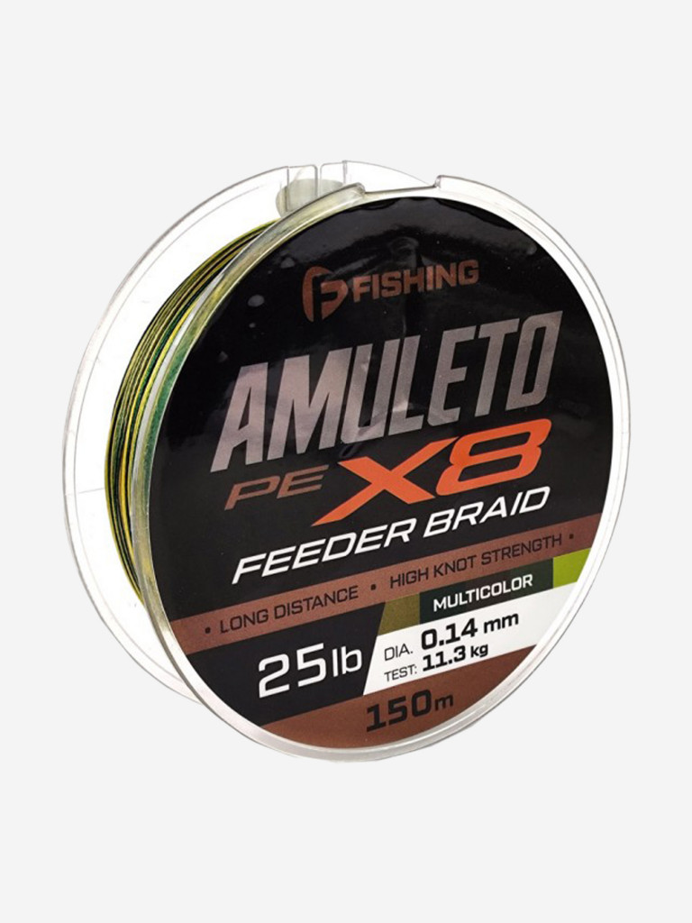 F-FISHING Шнур Amuleto Braid PE X8 Feeder 150м Multicolor 0,16мм 12,7кг