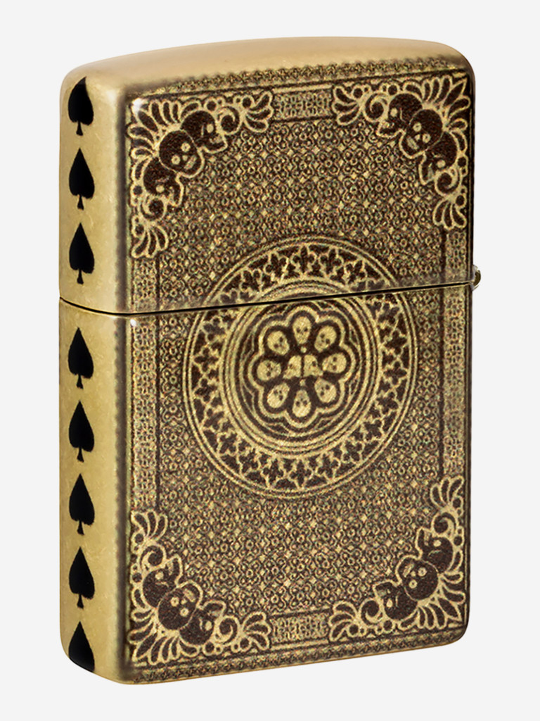 Зажигалка бензиновая ветроустойчивая Zippo Ace of Skulls Design 540 Tumbled Brass