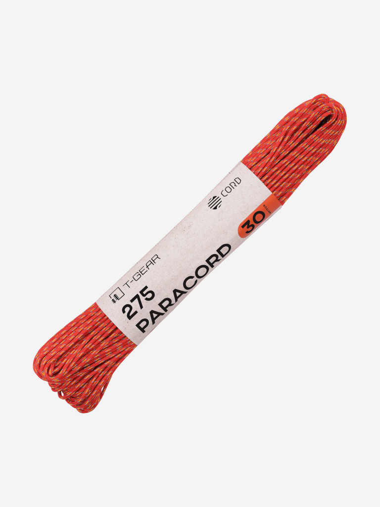 Паракорд 275 T-Gear x CORD nylon 30м световозвращающий (Red'n'Stripes)