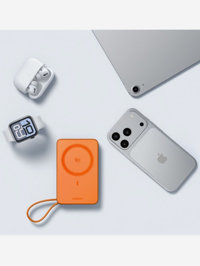 Внешний аккумулятор UGREEN PB773 (95083B) "MagFlow" 30W W-less 10000mAh Qi2.2 Power Bank&Built-in Cable (CCC) со встроенным кабелем USB-C