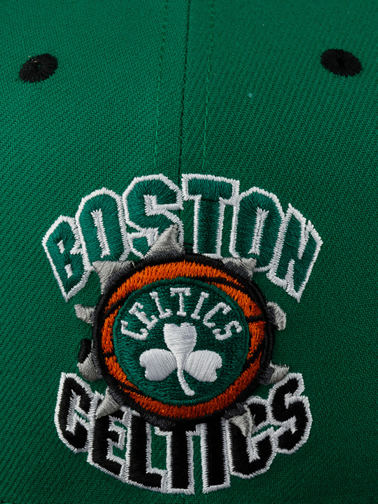Бейсболка с прямым козырьком MITCHELL NESS HHSS5289-BCEYYPPPGREN Boston Celtics NBA (зеленый)