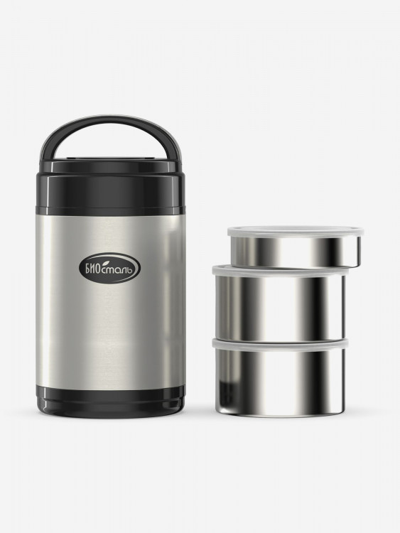 Термос для еды Биосталь 2000 мл с 3-мя метал.контейнерами