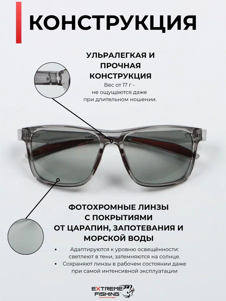 Очки поляризационные солнцезащитные Extreme Fishing Addiction фотохромные ADD-712