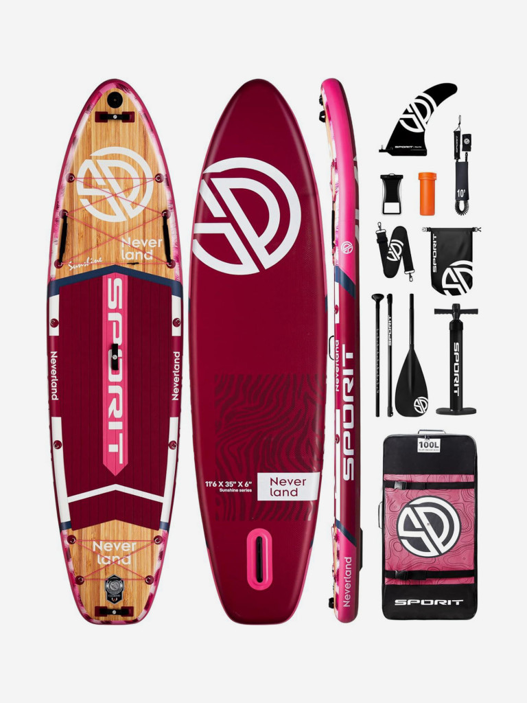 Надувная двухслойная SUP-доска SPORIT NEVER LAND RED STD, 11'6" 350*88*15 см, сапборд
