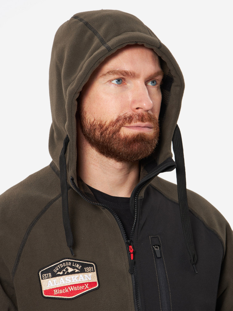 Куртка флисовая мужская Alaskan Black Water X с капюшоном для рыбалки и охоты