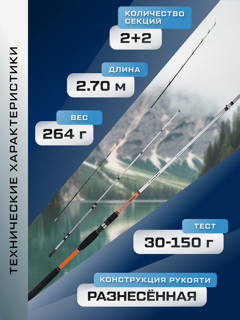 Удилище фидерное F-FISHING лодочное Fiaba Boat Feeder 2,7м тест 30-150г