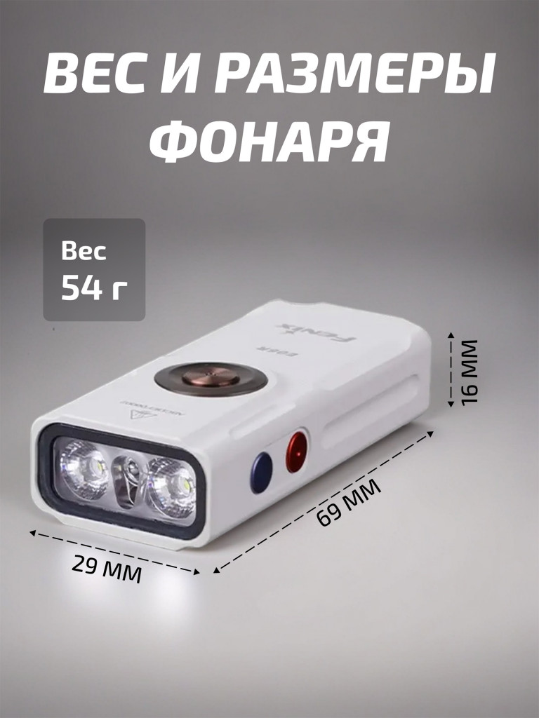 Фонарь-брелок Fenix E06R белый