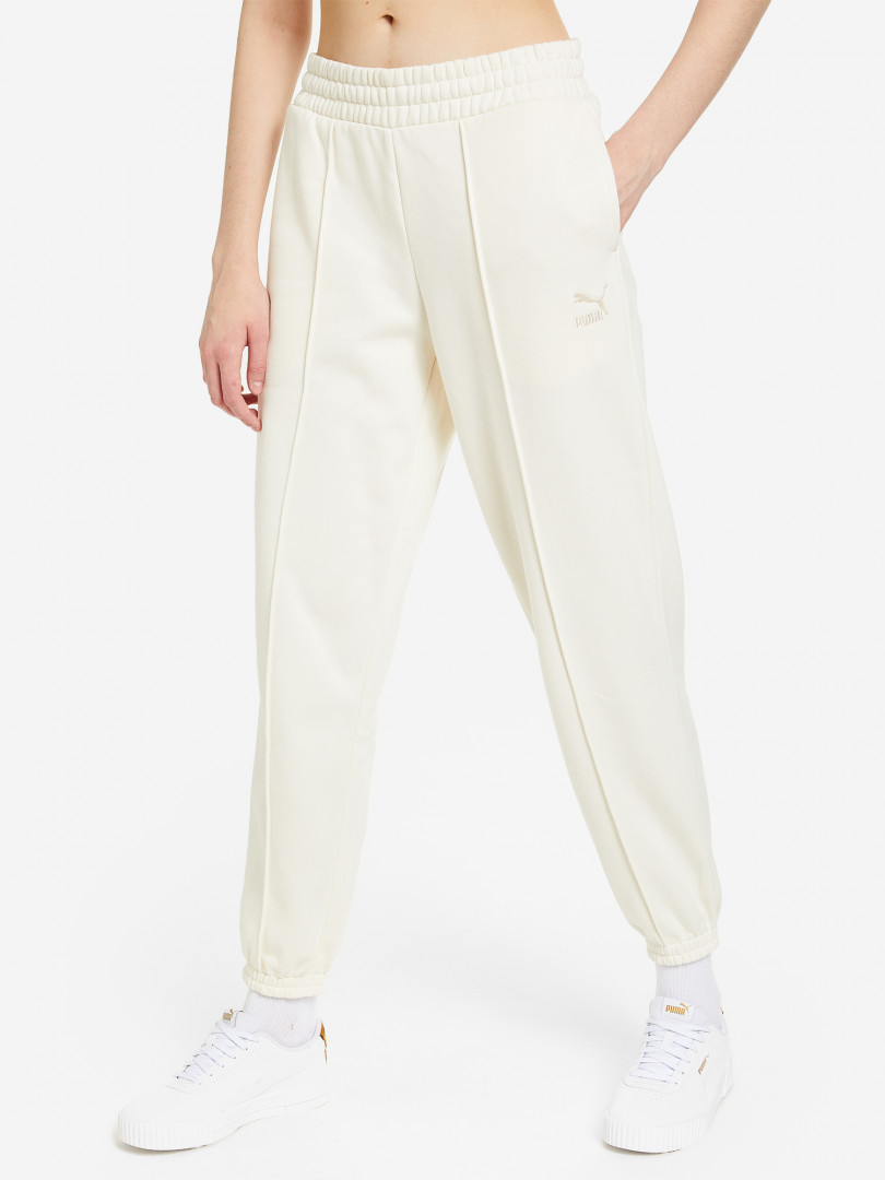 фото Брюки женские puma classics sweatpants, бежевый