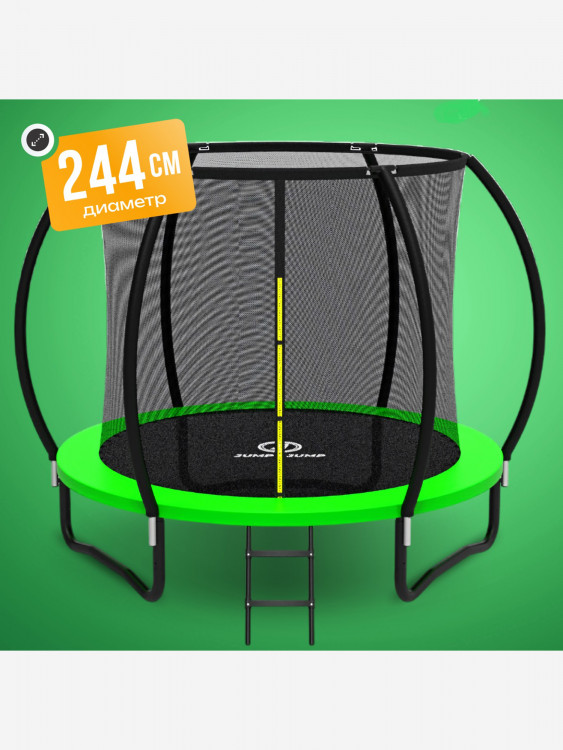 Батут детский каркасный JUMPY JUMP с защитной сеткой диаметр 244 см. цвет зеленый