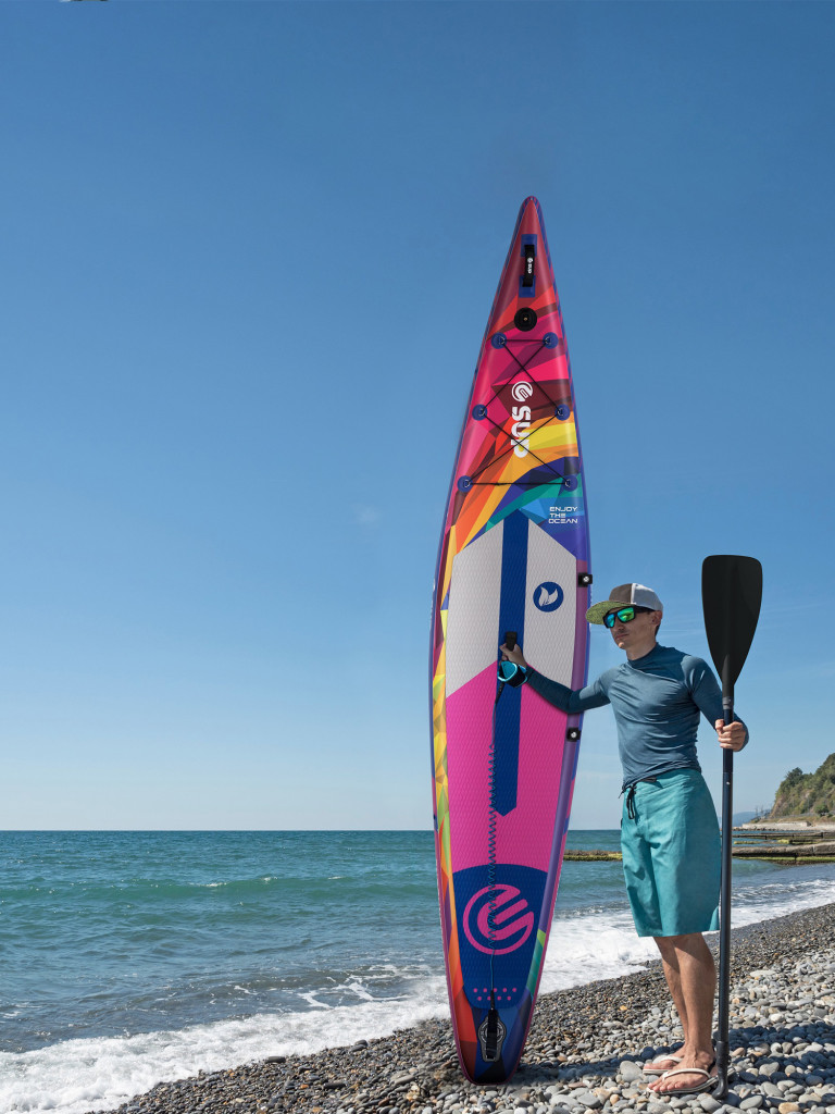 Надувной SUP-борд E-SUP ENCOUNTER RAINBOW, 12'6" 384*71*15 см сапборд