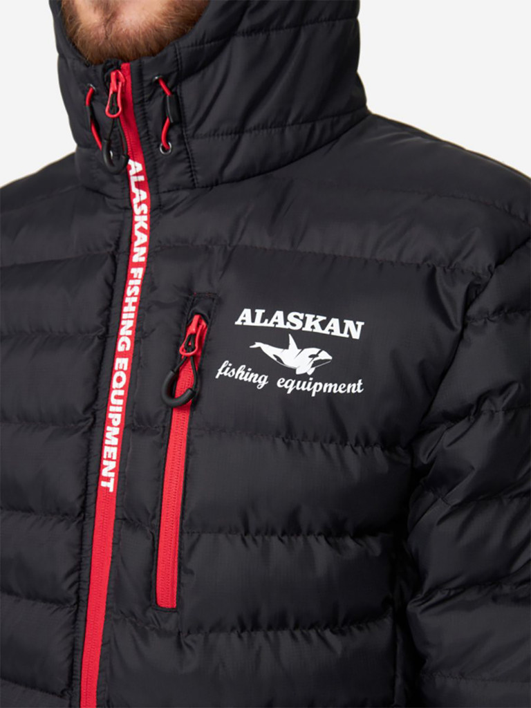 Куртка мужская Alaskan Juneau утепленная стеганая черный /красный для рыбалки и охоты