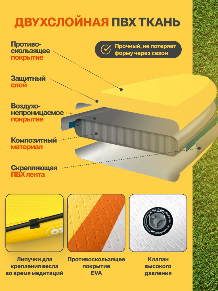 Сапборд надувной двухслойный OZERUS серия DAO 10.8'