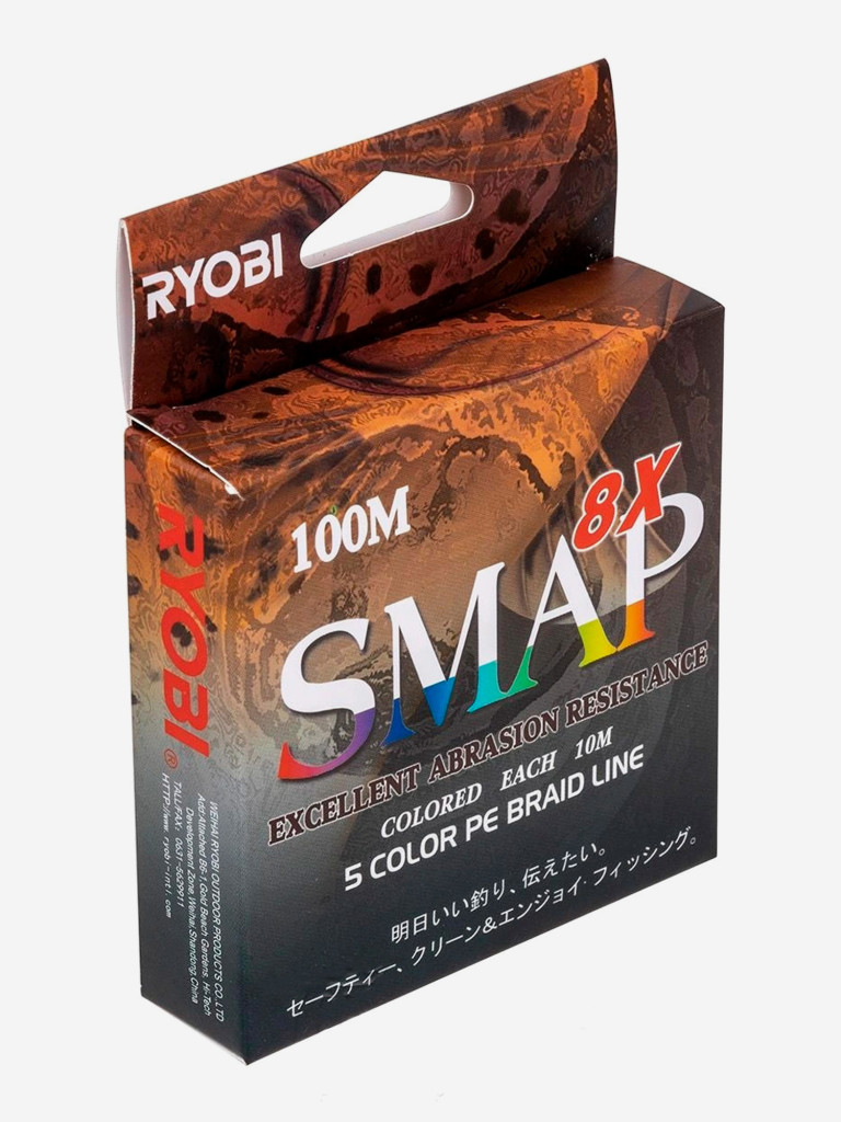 Шнур плетеный для рыбалки Ryobi SMAP PE8X, 100м, 0,148мм, 2кг, мультиколор