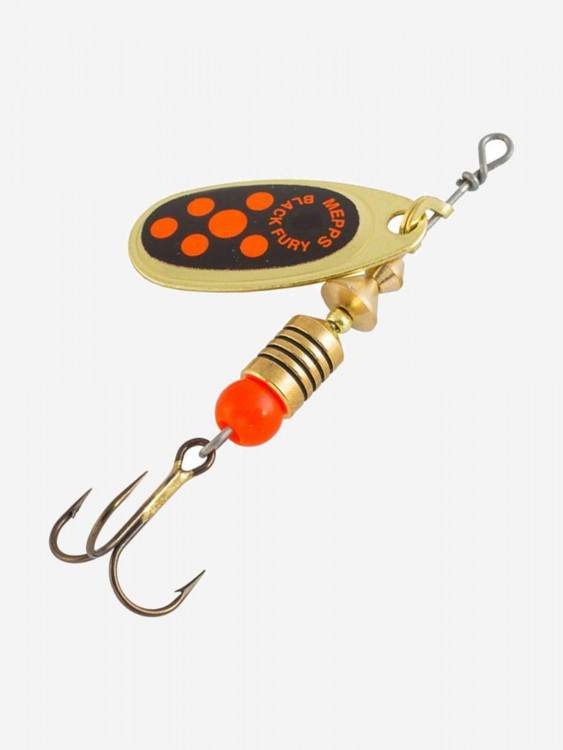 Блесна для рыбалки вертушка Mepps BLACK FURY 0, Gold/Orange, 1 штука