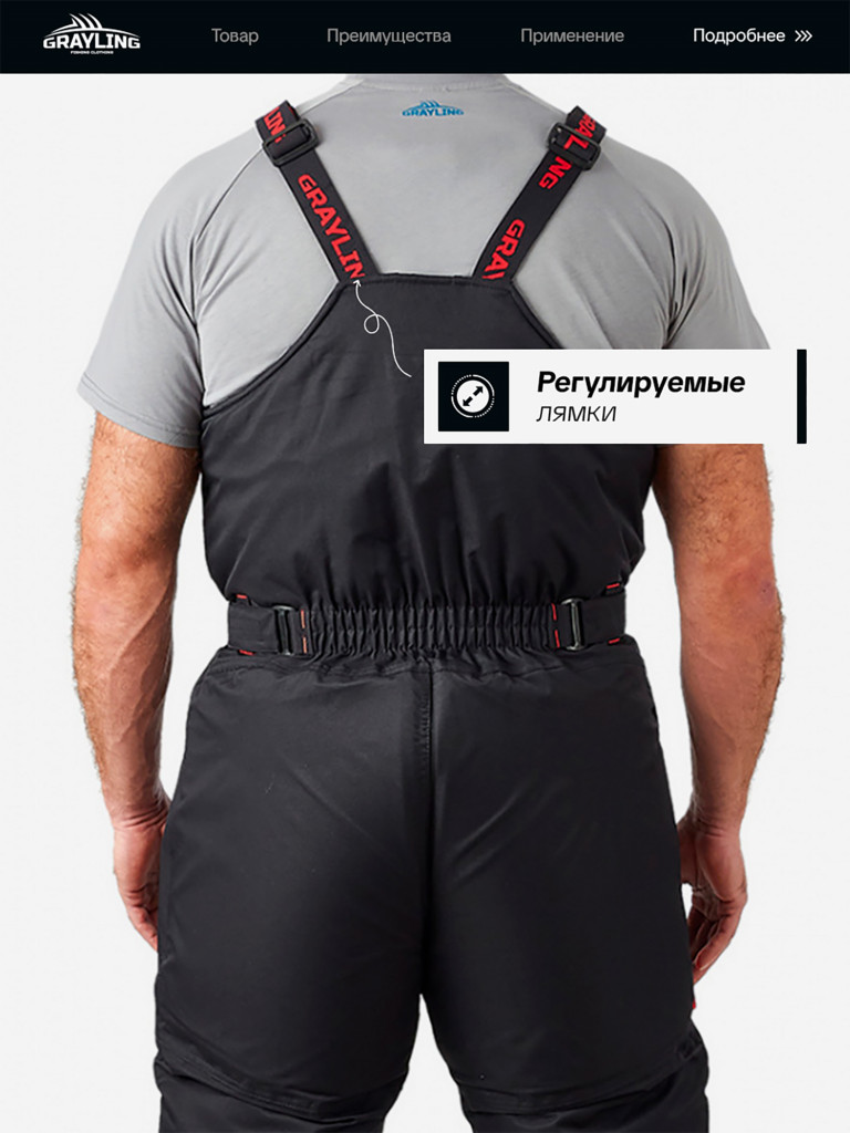 Костюм для рыбалки зимний -45, GRAYLING, Селигер черно-красный