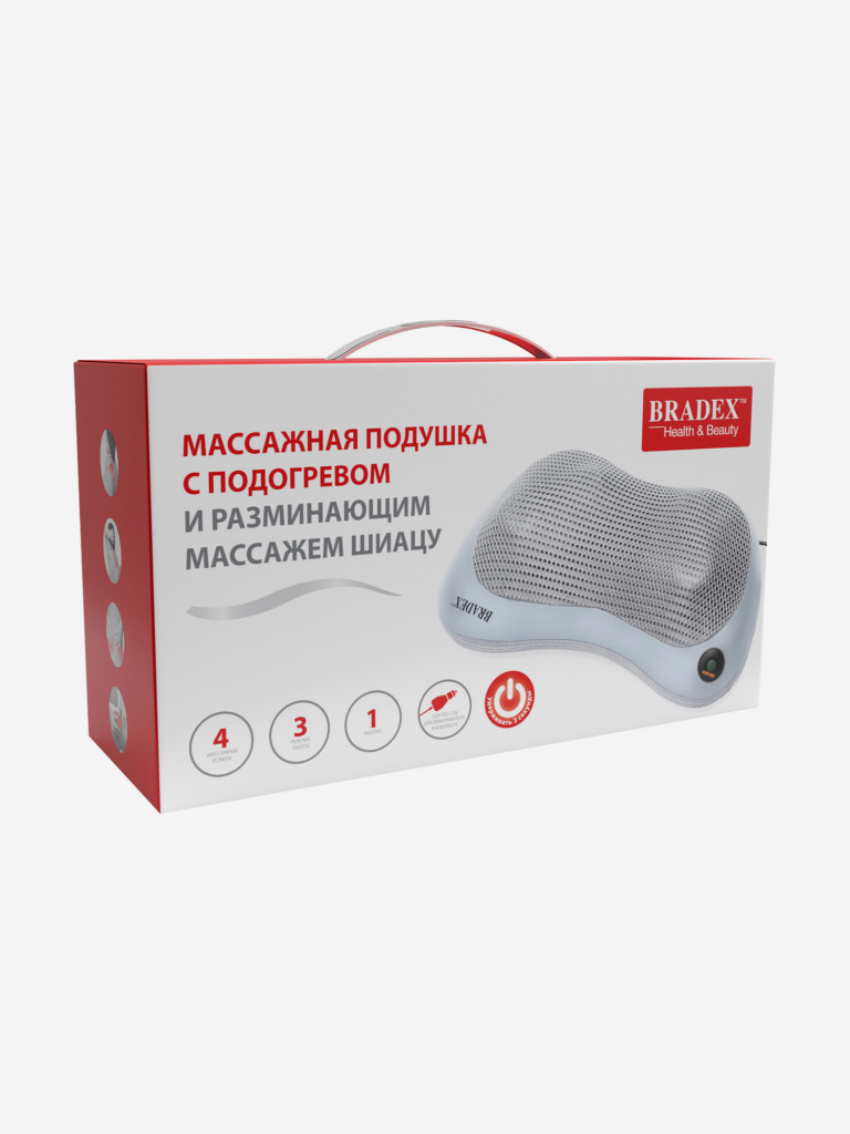 Массажная подушка с подогревом и разминающим массажем Шиацу Bradex