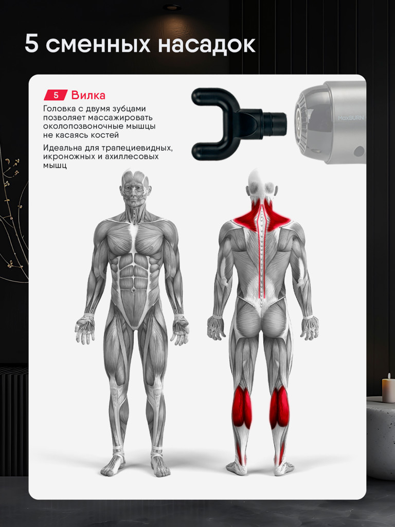 Массажер перкуссионный электрический для всего тела Ergonova MaxBurn GUN Pro антицеллюлитный