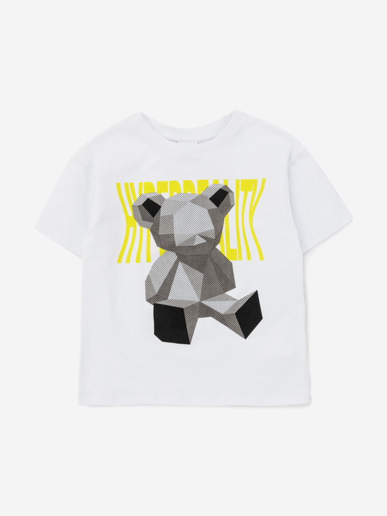 Футболка оверсайз с принтом белая для мальчика Button Blue