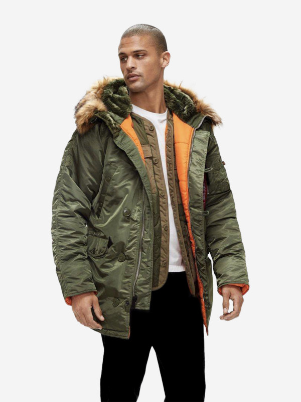 Парка зимняя мужская Slim Fit N-3B Alpha Industries черный цвет — купить за 26700 руб. со скидкой 44 %, отзывы в интернет-магазине Спортмастер