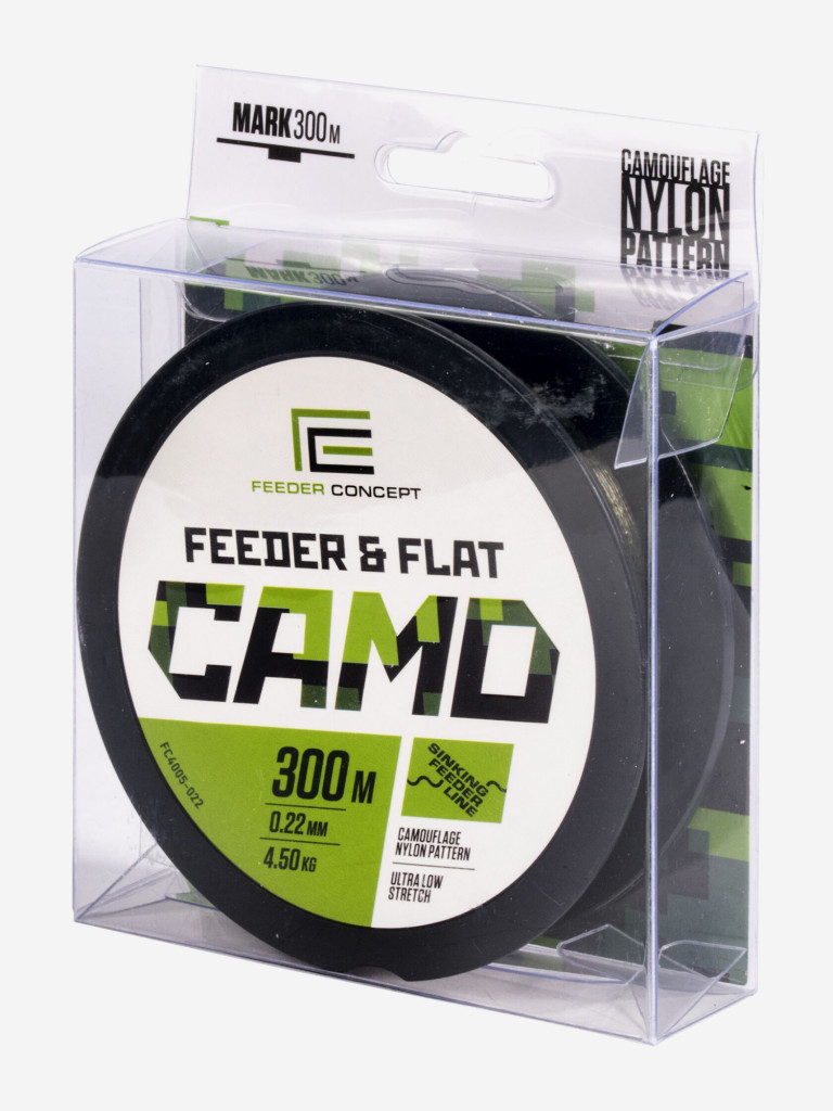Леска рыболовная Feeder Concept FEEDER & FLAT Camo монофильная длина 300 м, диаметр 0,22 мм