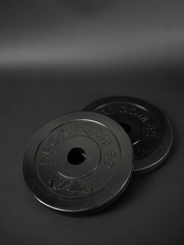 Комплект дисков обрезиненных для гантелей и штанги Sportcom 26мм 1,25кг / 2 шт.