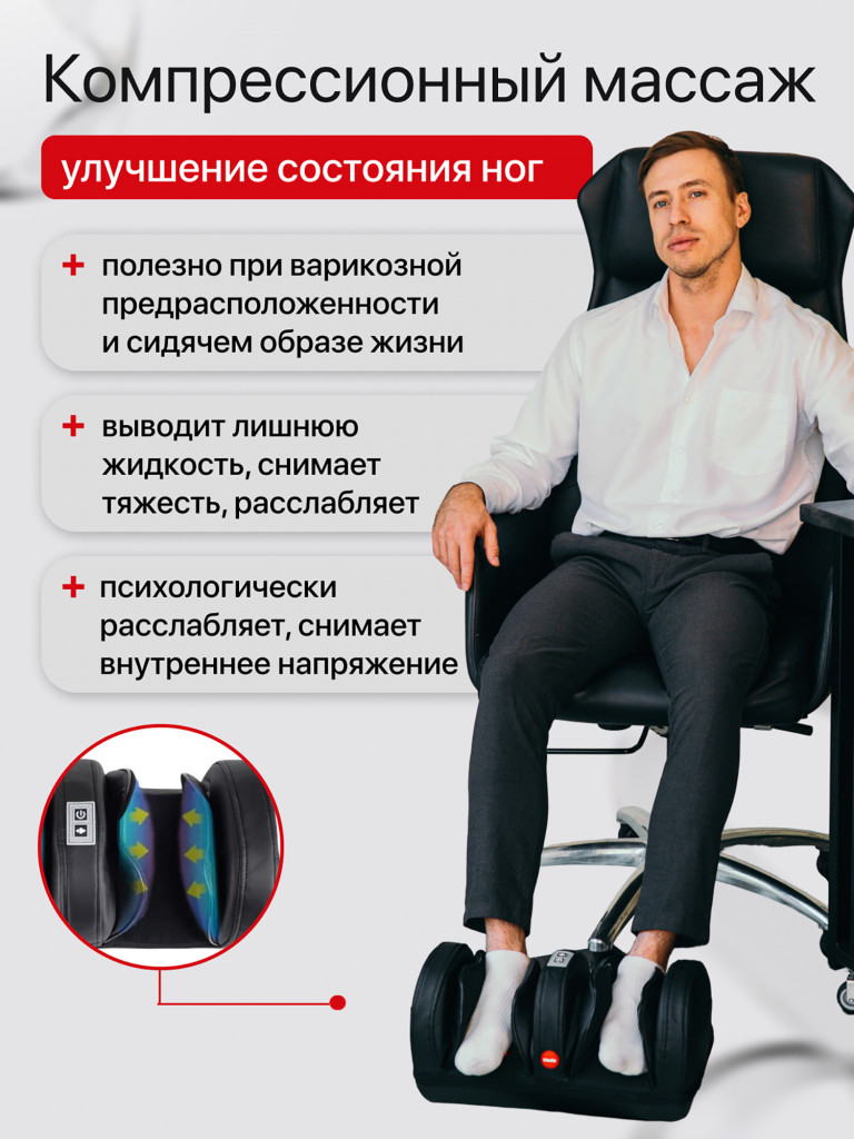 Массажер HEALO для ног, стоп и рук с подогревом, 11 роликов, 2 массажные головки, 4 режима
