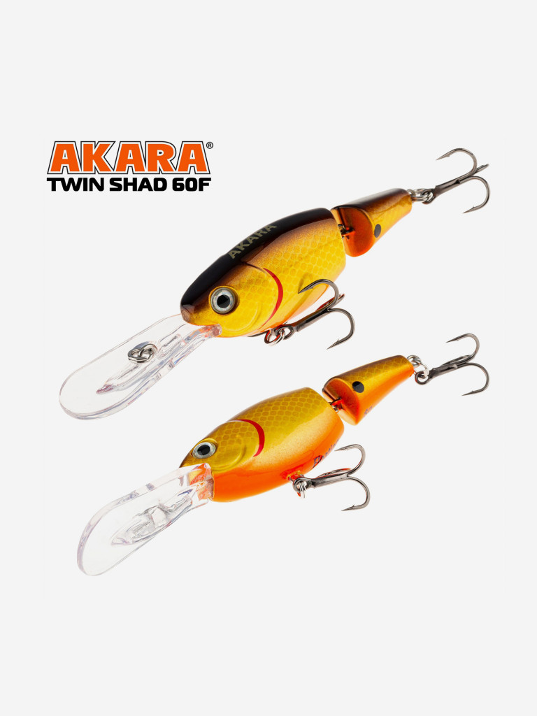 Воблер Akara Twin Shad 60F плавающий для троллинга на щуку, судака, сома, окуня 8гр A19