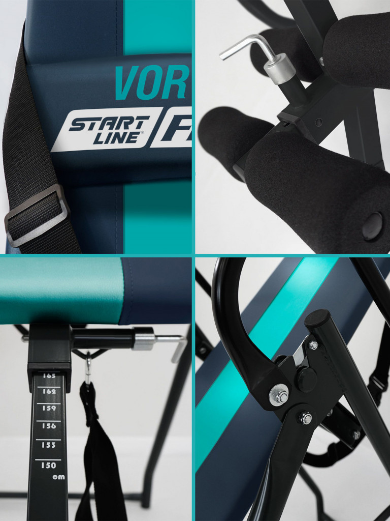 Инверсионный стол Vortex С ПОДУШКОЙ для спины, позвоночника, тренажер от боли в спине, цвет сине-бирюзовый