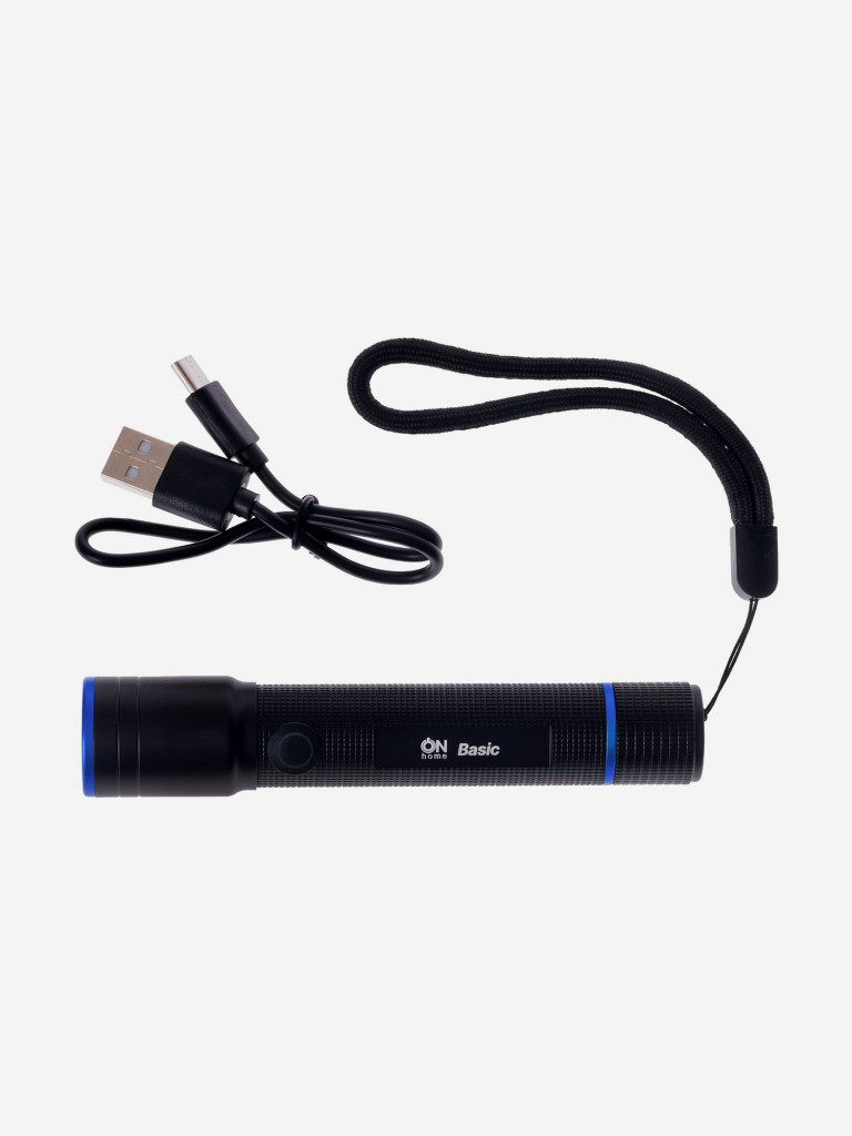 Фонарь светодиодный аккумуляторный ON Home Basic с функцией SOS, Zoom, разъем Type-C