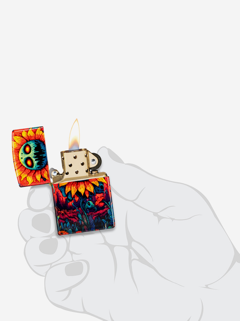Зажигалка бензиновая ветроустойчивая Zippo Spooky Sunflower 540 Tumbled Brass