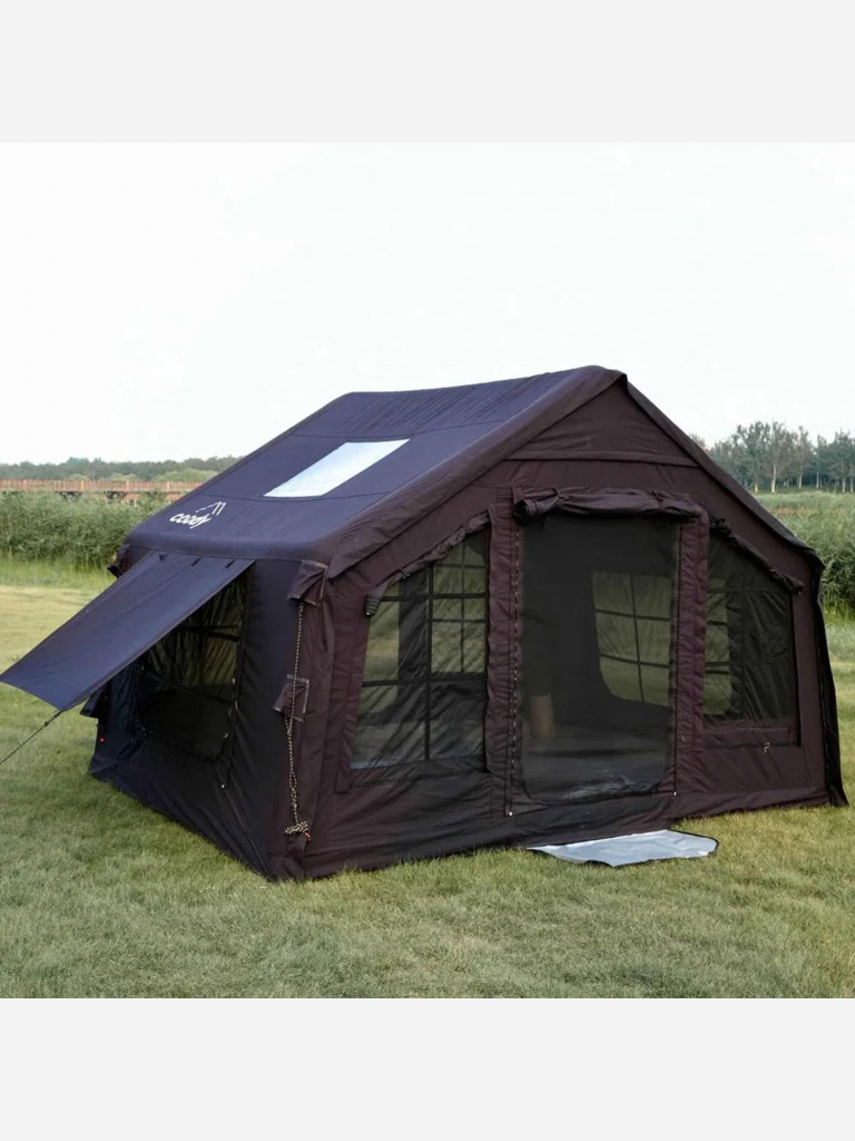 Надувная палатка Coody 8.0 Black, 320×250×220 см, 2–4 человека, 2 входа, навес