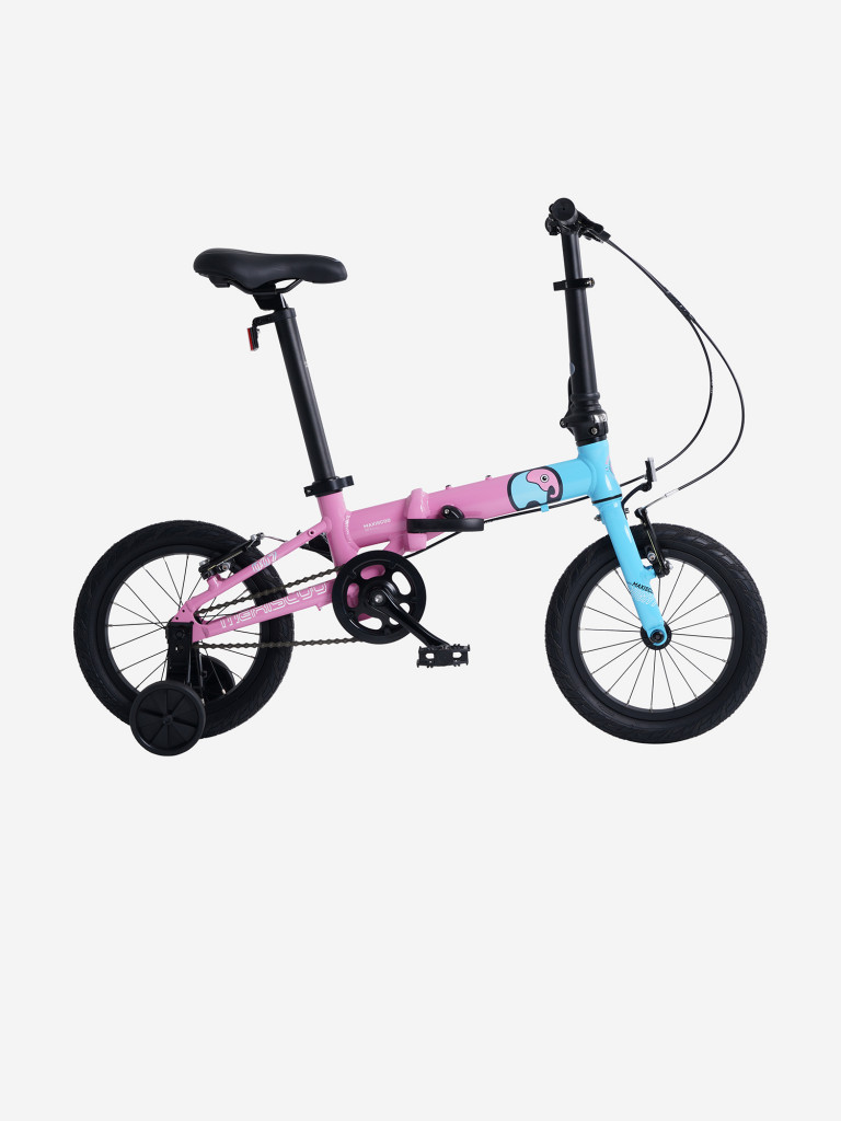 Велосипед Детский Складной Maxiscoo S007 PRO 14'' Розовый с Синим (2024)