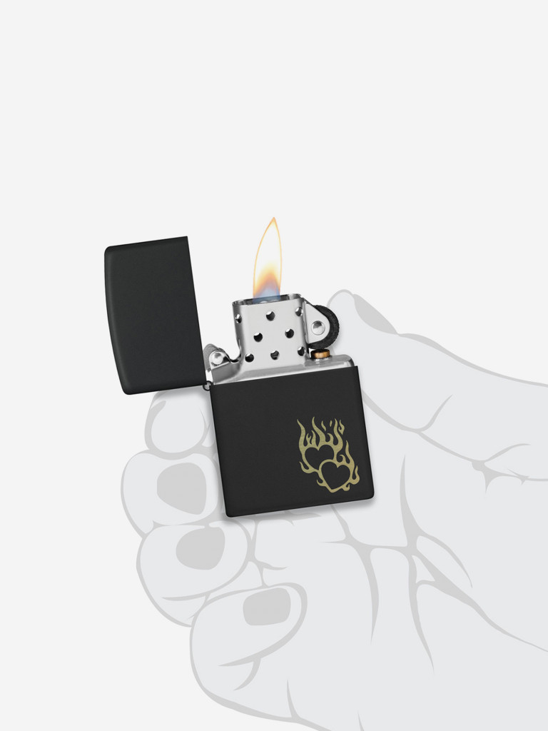 Зажигалка Zippo Fire Heart Black Matte