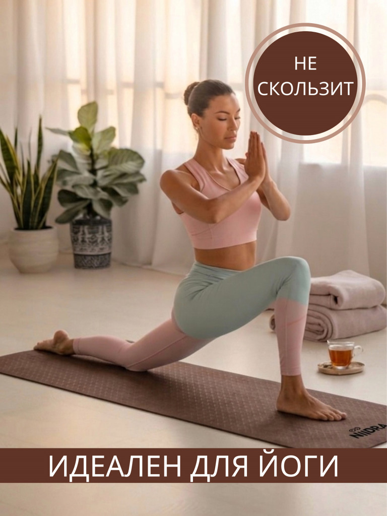 Коврик для йоги NiiDRA Basic шоколадно-пломбирный