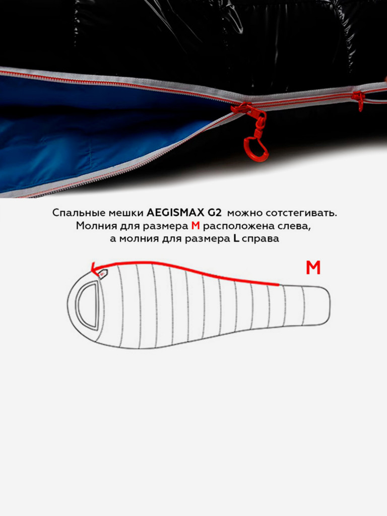 Спальный мешок AEGISMAX G2, пуховый, -8, размер M, черный