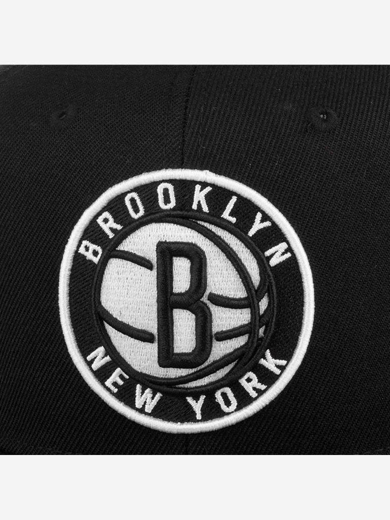 Бейсболка с прямым козырьком MITCHELL NESS HHSS3256-BNEYYPPPBLCK Brooklyn Nets NBA