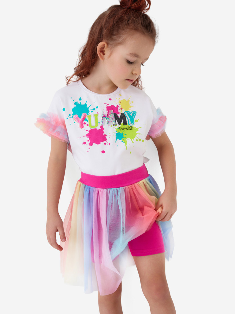 Комплект для девочек: футболка, юбка-шорты PlayToday