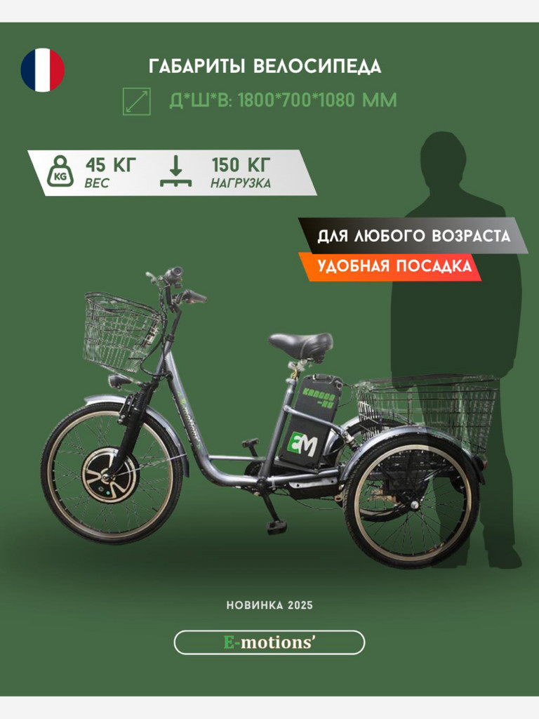 Трехколесный электровелосипед E-motions' KANGOO-RU 700w