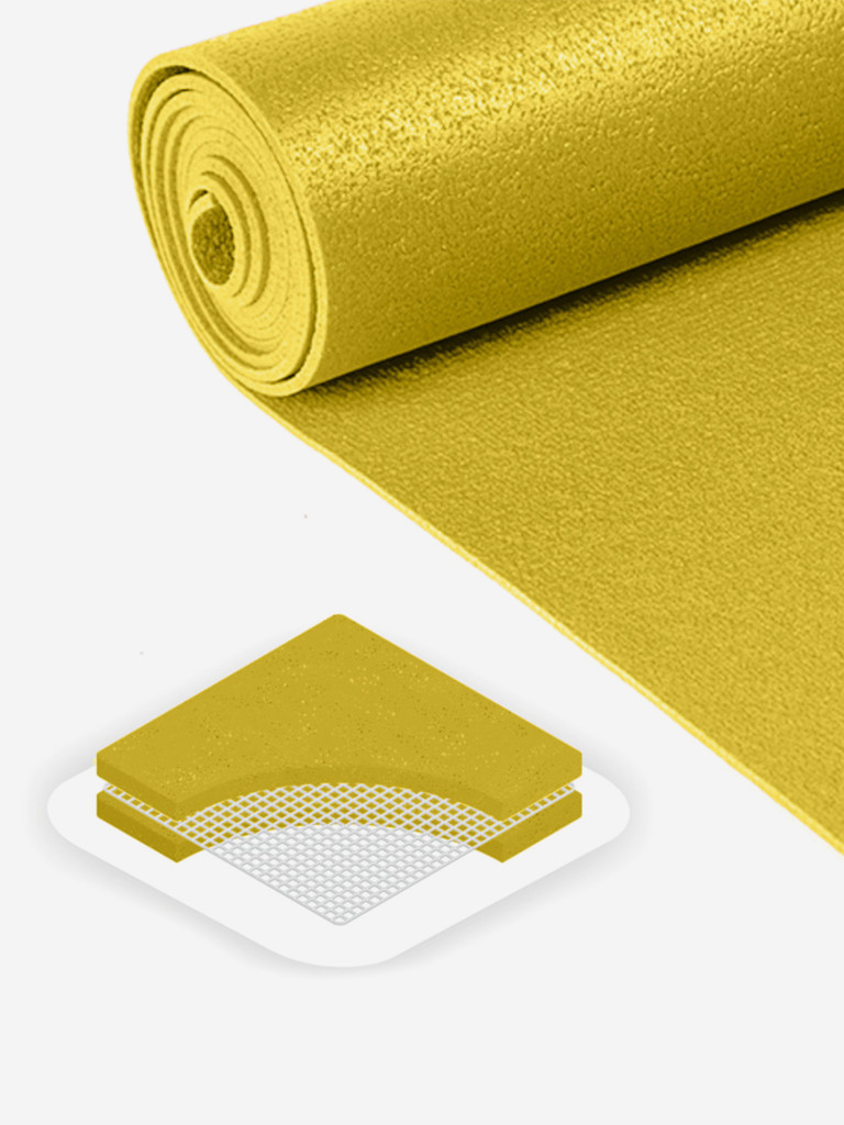 Коврик для йоги фитнеса AZEN Rishikesh Ришикеш желтый 200 х 60 х 0,45 см, прочный и нескользящий из Германии, Bodhi Бодхи