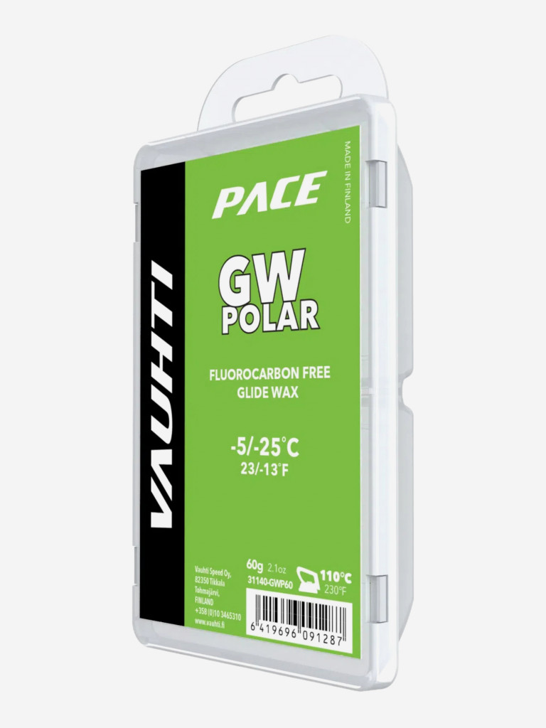 Парафин VAUHTI GW POLAR без фтора, зеленый, -5°/-25°С