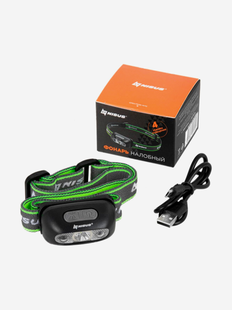 Фонарь налобный Nisus 120 LM, IPX4, USB (N-FN-3056S)