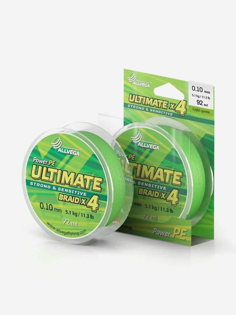 Шнур плетёный ALLVEGA "Ultimate" 92м светло-зелёный 0,10мм (5,1кг)