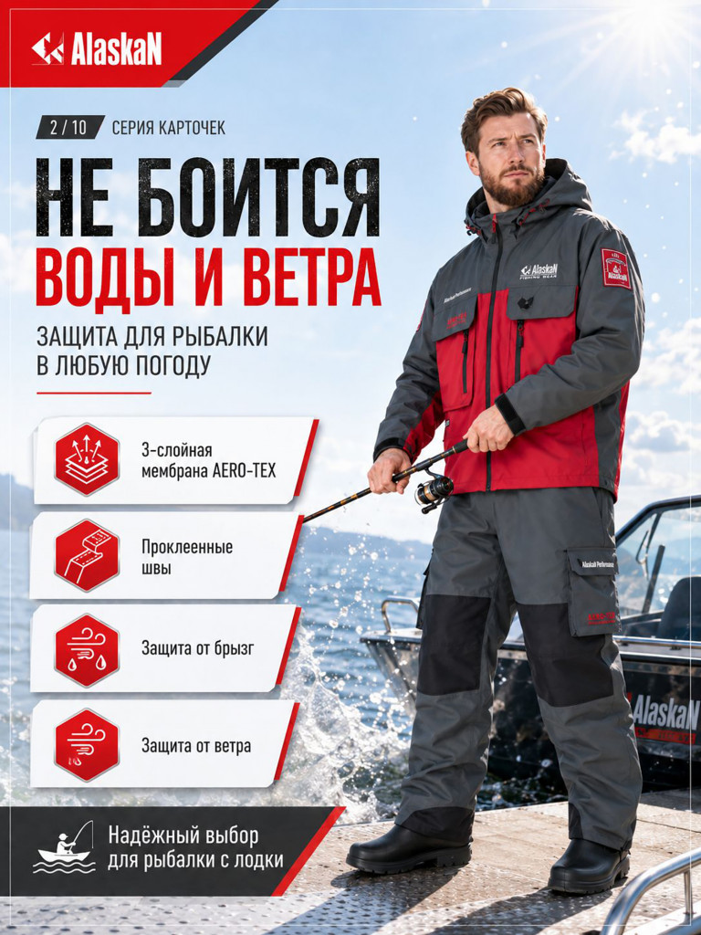 Костюм лодочный Alaskan Davidson (куртка+полукомбинезон) для рыбалки и охоты