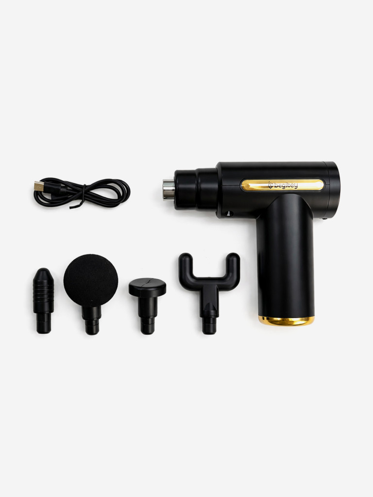 Перкуссионный массажер пистолет для тела Begibey PowerGun электрический антицеллюлитный лимфодренажный