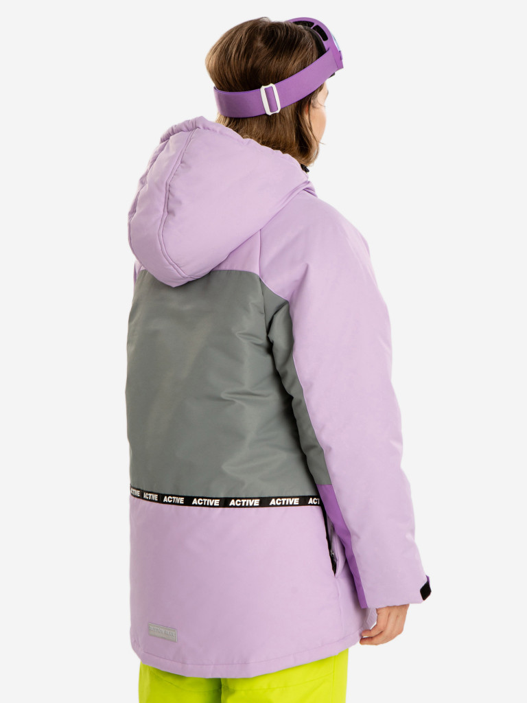 Пальто зимнее непромокаемое с капюшоном и манжетами-митенками мультицвет для девочки Button Blue