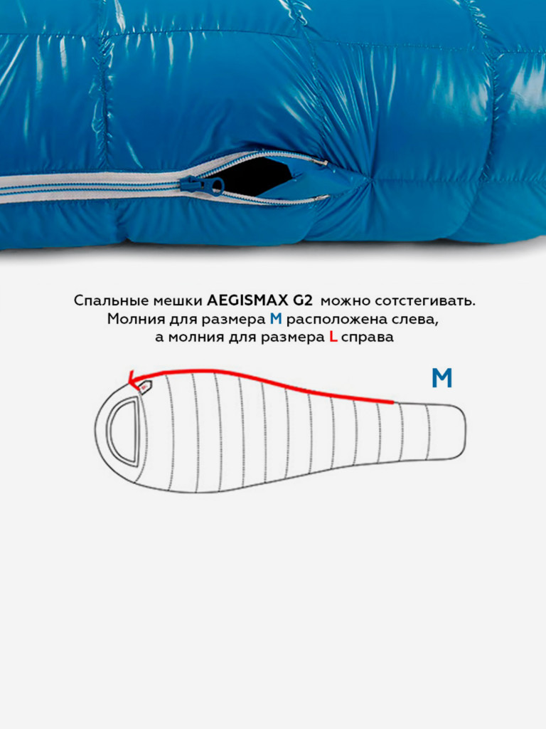 Спальный мешок AEGISMAX G2, пуховый, -8, размер M, синий