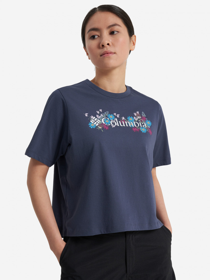 фото Футболка женская columbia north cascades relaxed tee, голубой