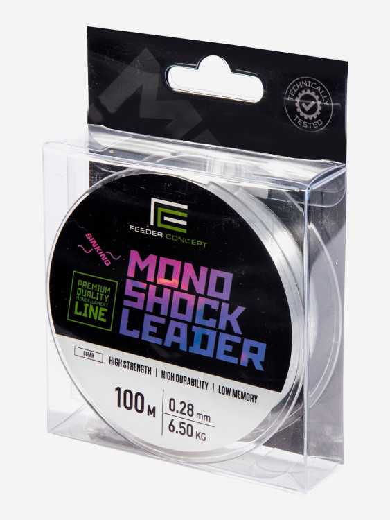 Леска рыболовная Feeder Concept MONO SHOCK LEADER Clear монофильная прозрачная длина 100 м, диаметр 0,28 мм